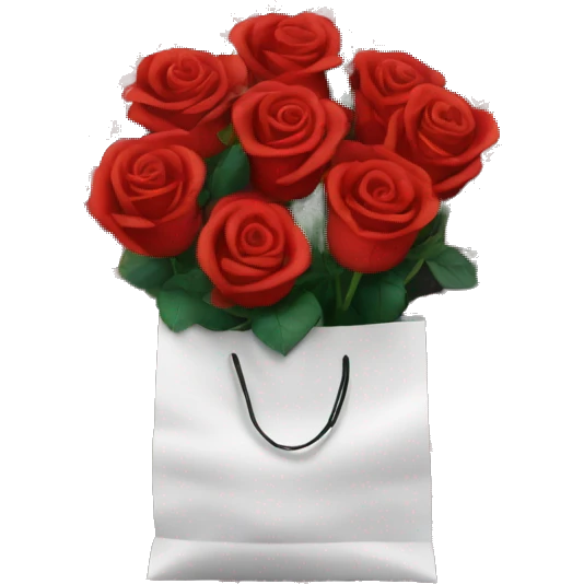 Roses in black gift bag emoji