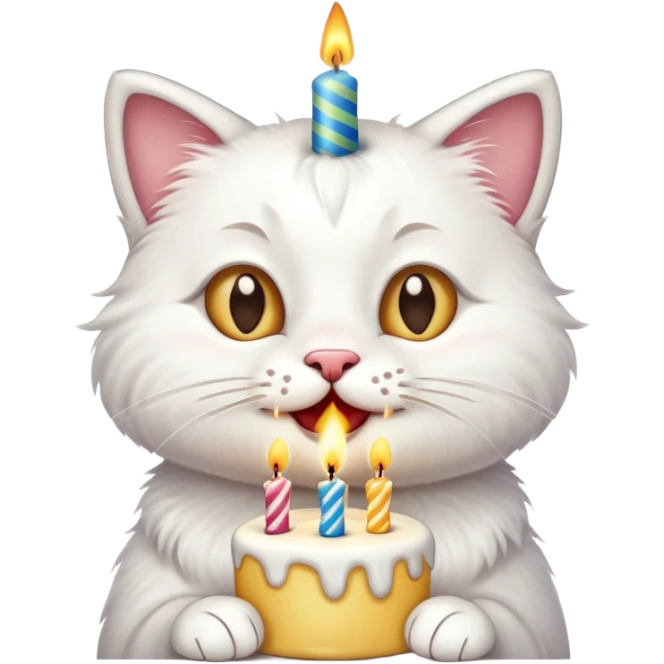 Happy cat blowing birthday candles emoji