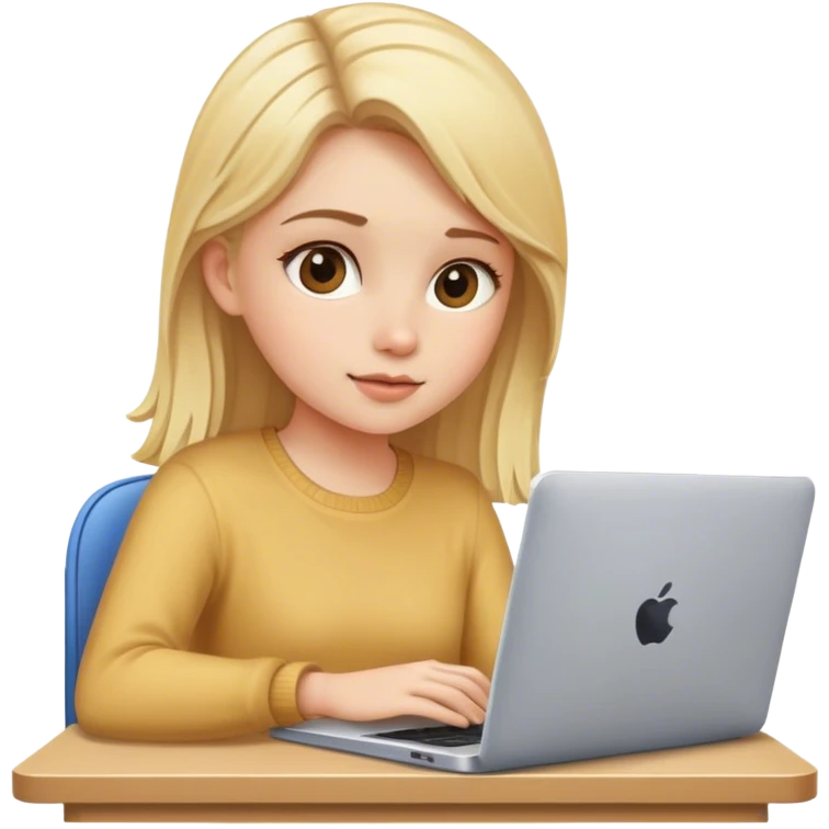 blonde girl sitting at laptop emoji