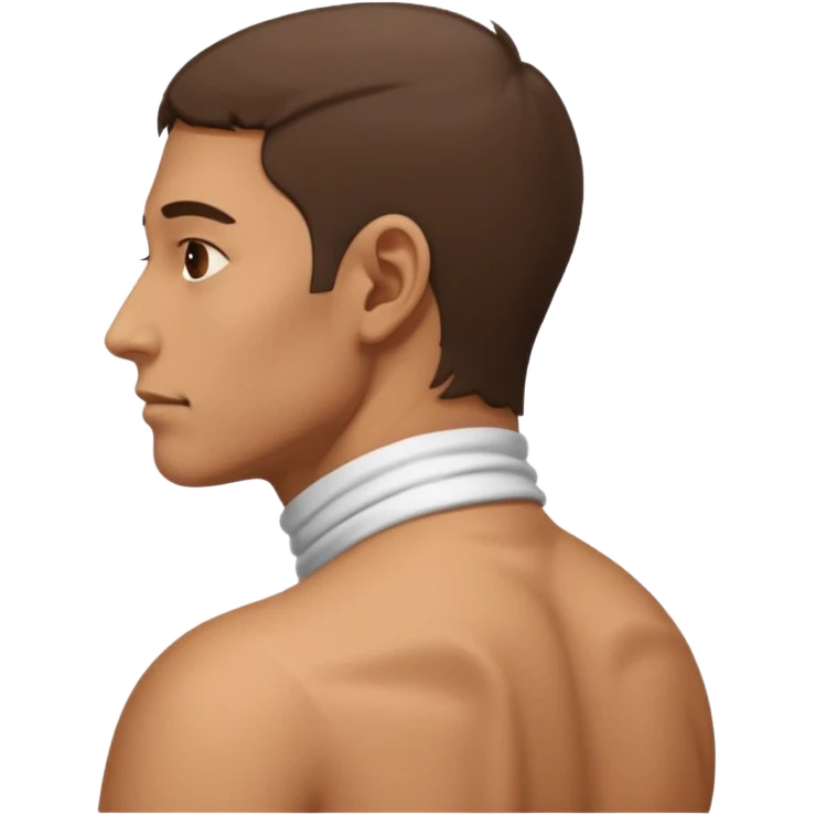 side view of man with bent neck, pain from the back of his neck emoji