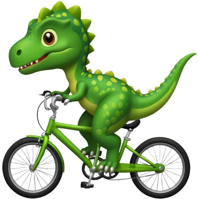 Cute dinosaur riding a bike  emoji