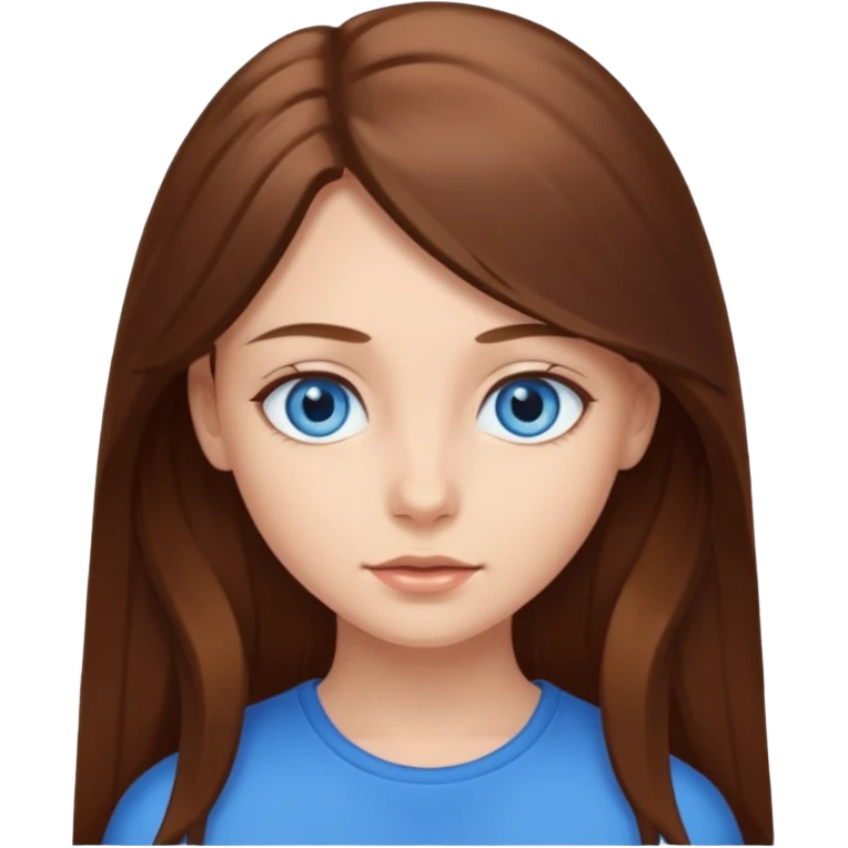 A girl with blue eyes and brown long hair emoji