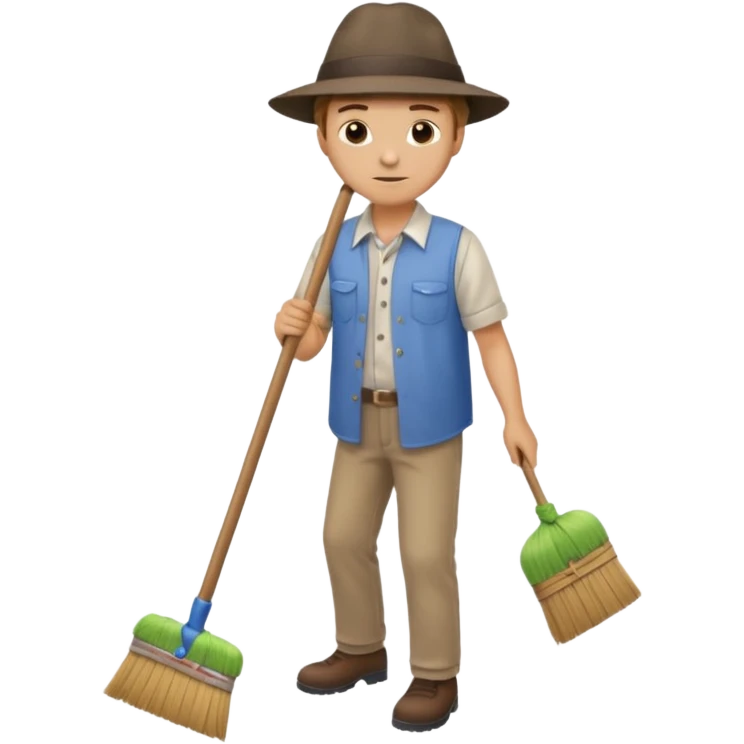 street sweeper with broom emoji