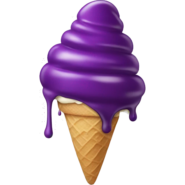 Ice cream melting on the head of aubergine emoji