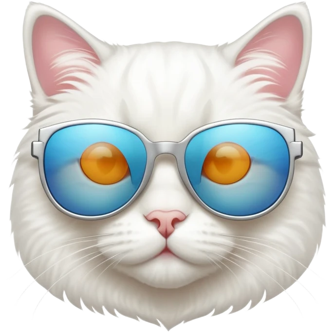 A white cat wearing a sunglasses emoji