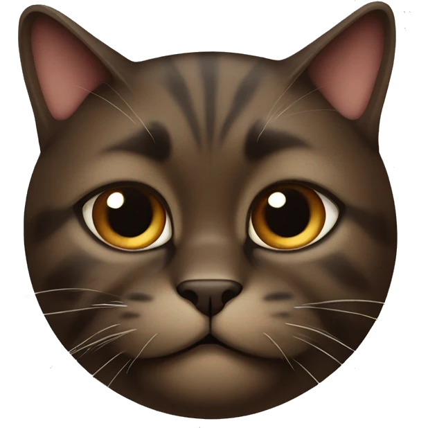 Dark-Brown-Fat-cat with a brown spot on the left eye to nose emoji