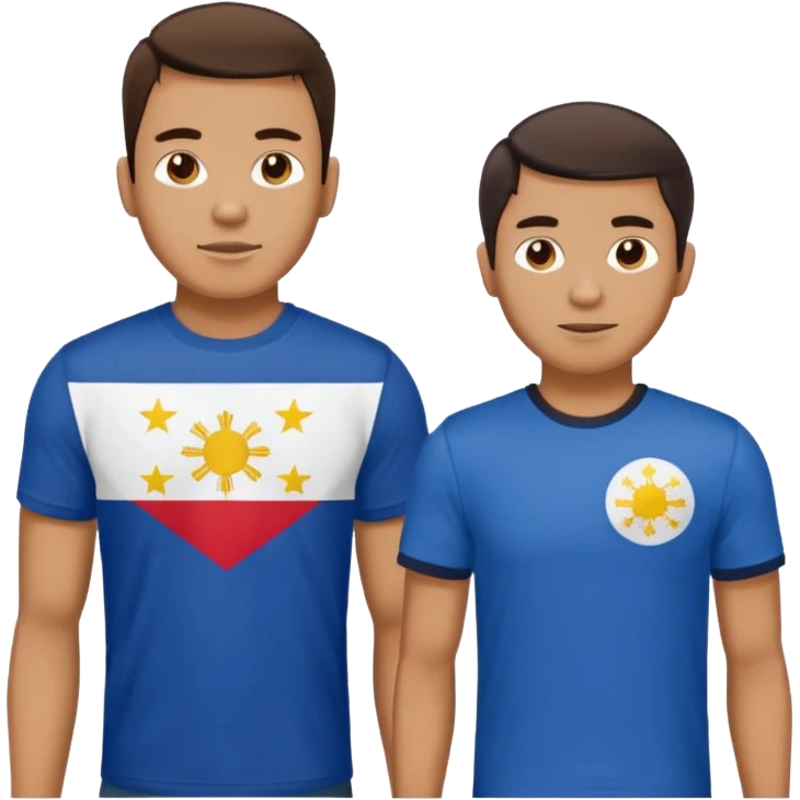 2 male Best budd wearing tshirts, one had Philipines flag, the other spanish flag emoji