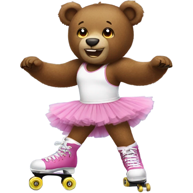 Bear on rollerskates swearing tutu emoji