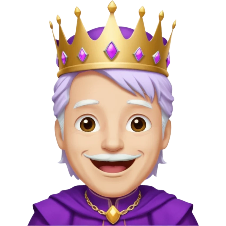اريد ملك لونه ابيض لون عينيه بنفسجيه وايضا لون ملابسه متل الملك ولونها بنفسجي واريد ان يكون لديه تاج لونه بنفسجي واريده ان يكون شعره بنفسجي اريده ان يضحك emoji