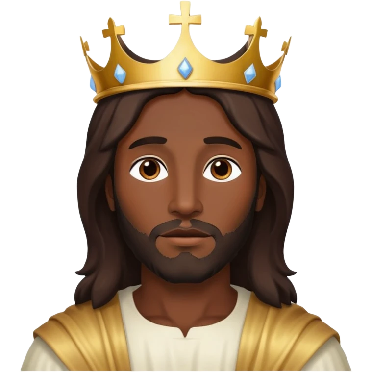 Dark skin christ Jesus in crown in the sky emoji