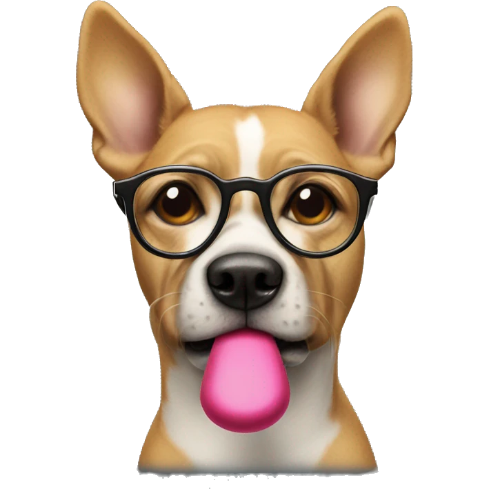 A dog with glasses smokes a pipe   emoji