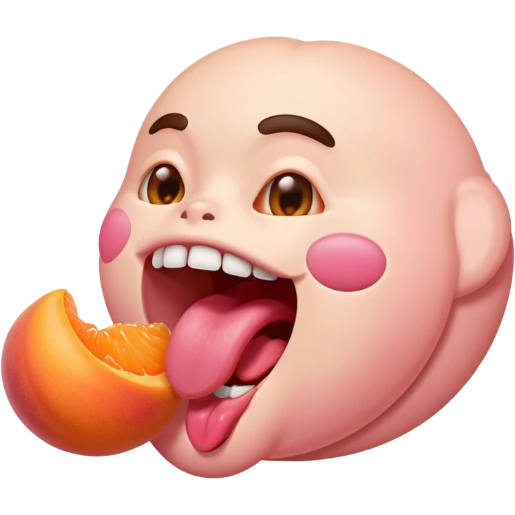 langue qui dépasse d'une bouche humaine ouverte et lèche un abricot emoji