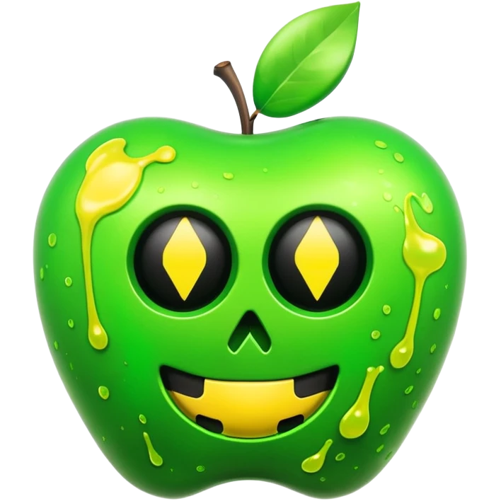 3D render of [INSERT OBJECT], toxic waste aesthetic, neon green bubbling liquid, caution yellow metal, industrial warning texture, Apple emoji style, isolated on white background --v 6.0 emoji