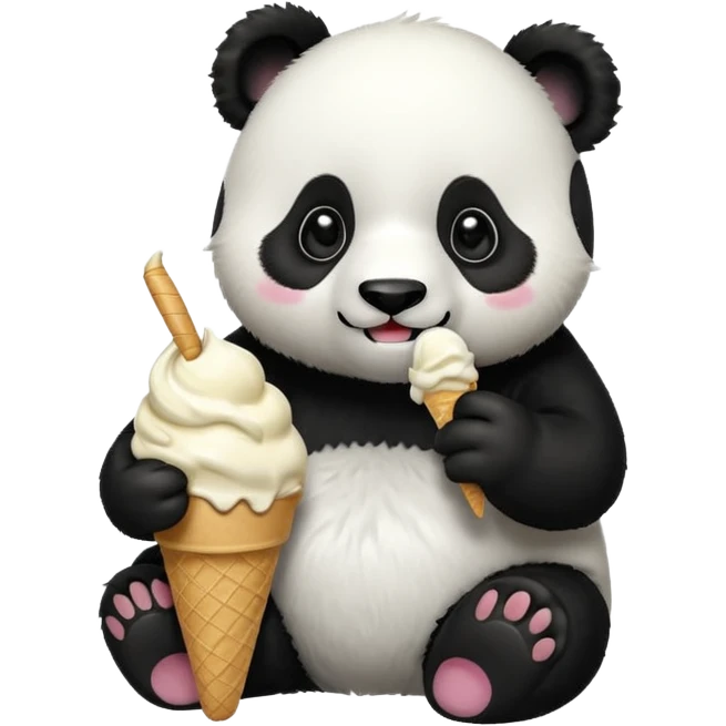 Panda eating ice cream emoji