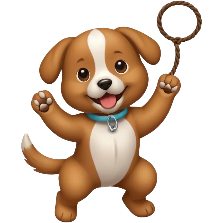 dog playing with a string toy emoji
