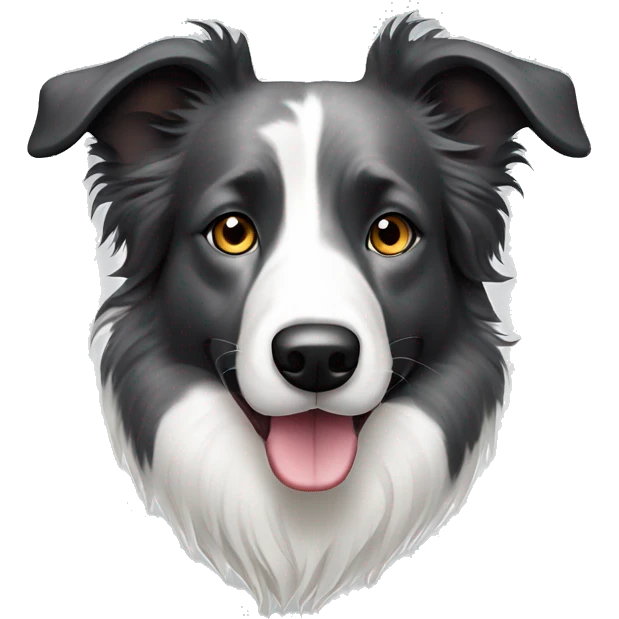 Grey, white colour border collie dog with black freckles emoji