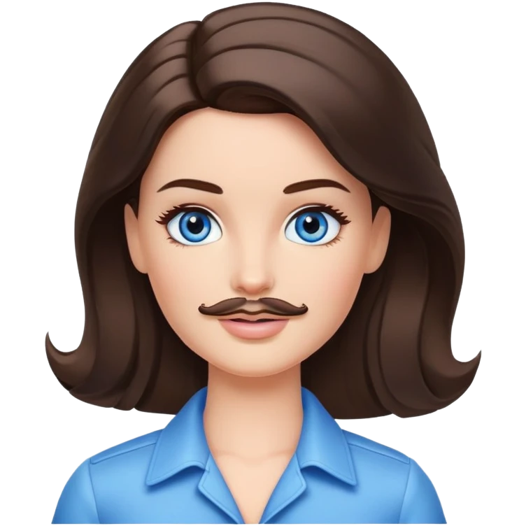 Brunette Barbie hazel eyes brunette Ken with blue eyes and mustache  emoji