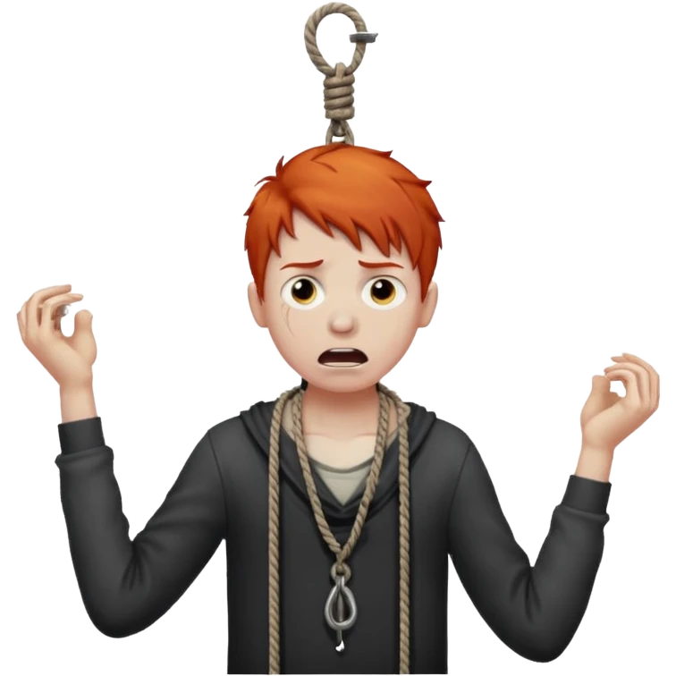 red headed boy hanging by his neck from a noose emoji