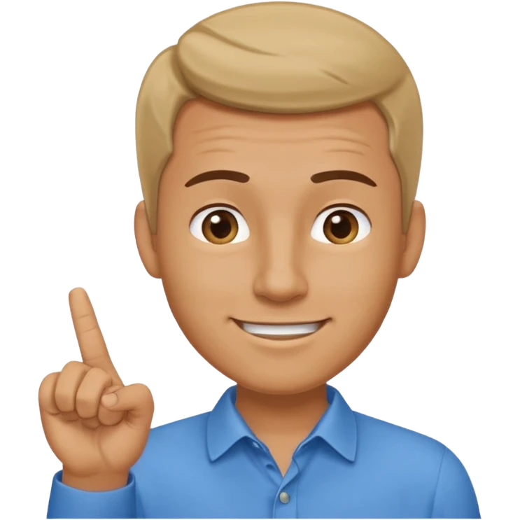 man pointing with index finger on his hand, who taps their temple with a finger and smiles knowingly. Expression: 'clever idea' emoji