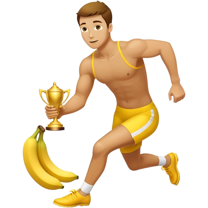 Athlete with prize in hand bleeping on banana peel  emoji