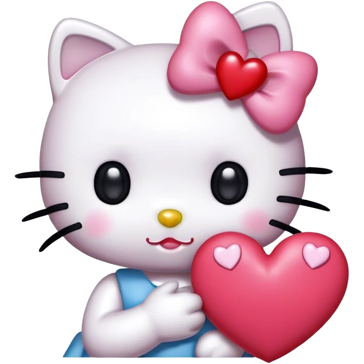 Hello kitty holding a love heart emoji