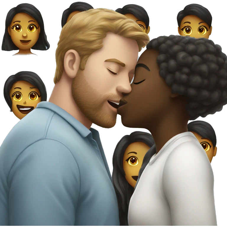 A blak grl kissing a white man emoji
