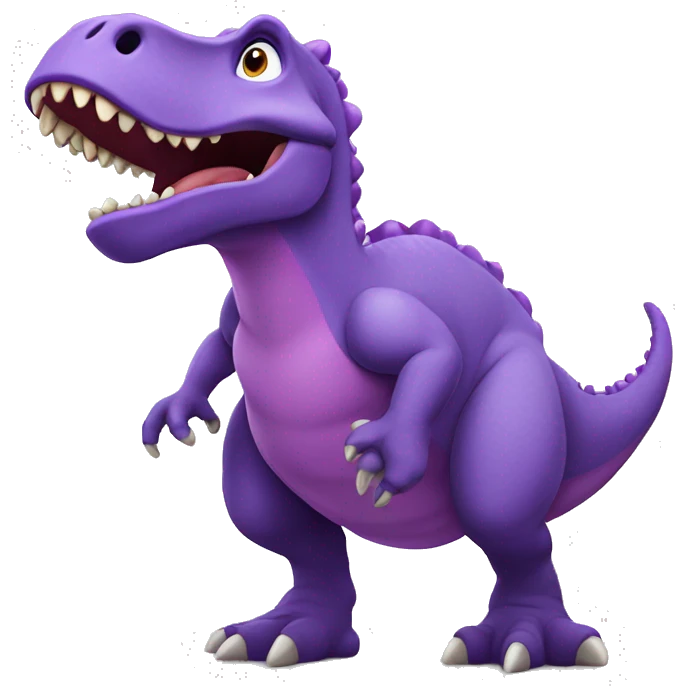 Purple dinosaur surprised by "Eureka" emoji
