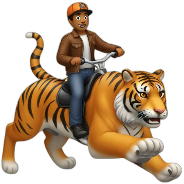 Charles do Bronx riding a Tiger  emoji