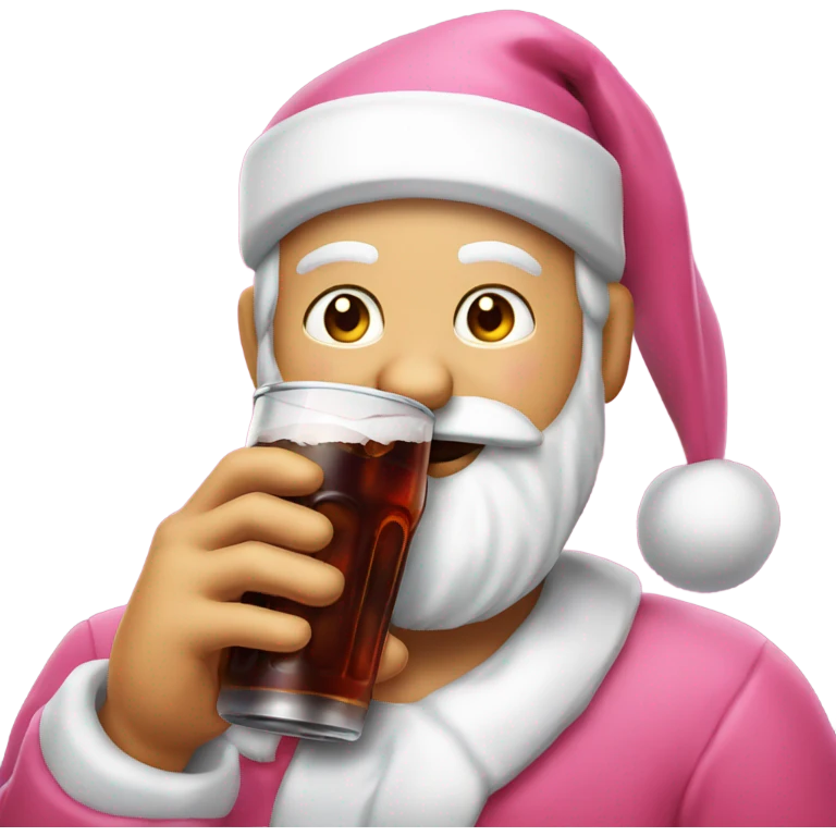 Pink Santa Claus drinking cola emoji