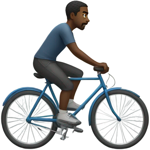 Black man riding bicycle on a misty day  emoji