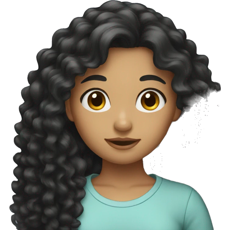 Girl with long black curly hair emoji