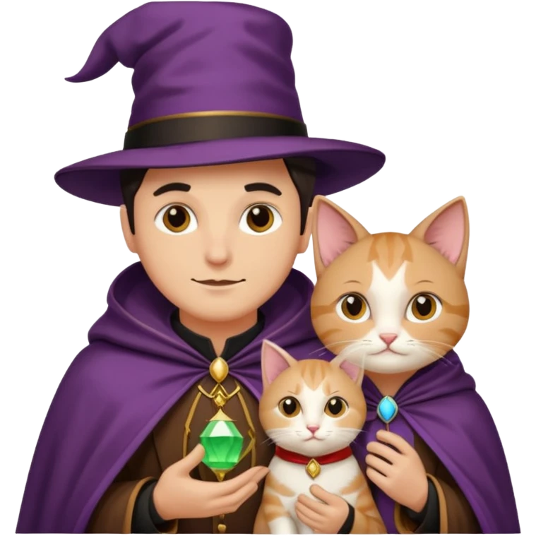magician couple and their pet cat emoji