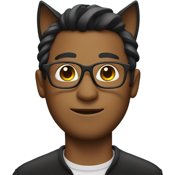 man wearing glasses with cat ears emoji