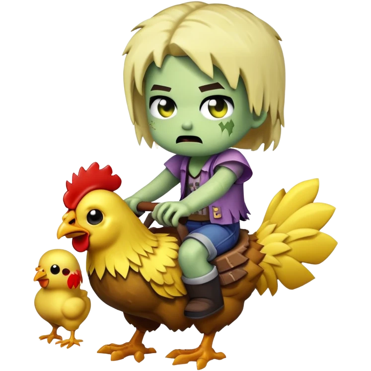 Baby zombie riding a chicken Minecraft emoji