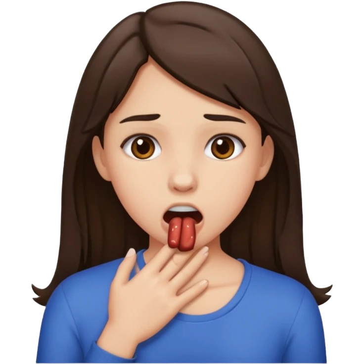 Brunette teen choking  emoji