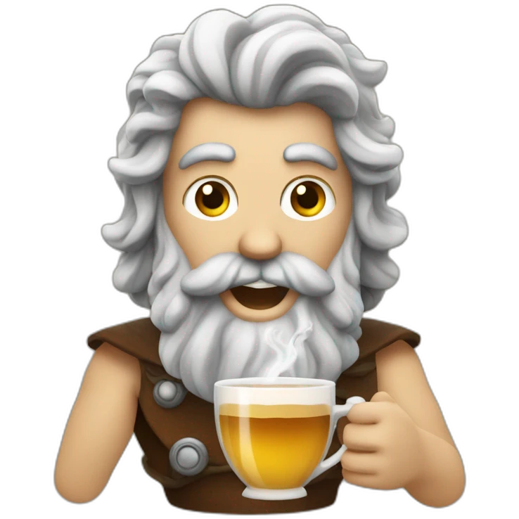 happy Poseidon drinks coffee emoji