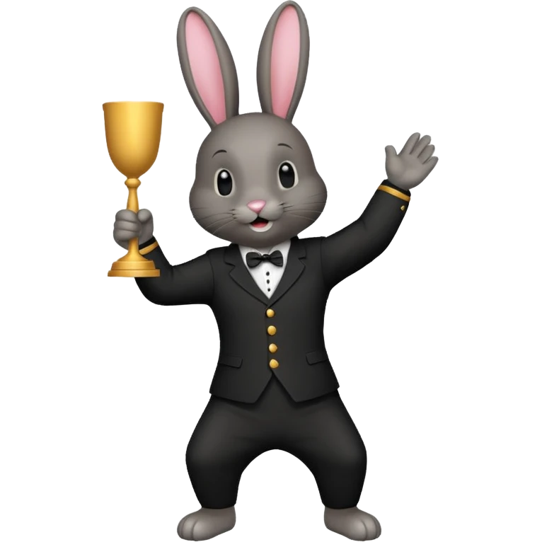 Lapin noir qui fête une victoire emoji