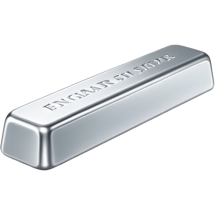 Cinematic Realistic Silver Bar, Cool and gleaming, with smooth, polished silver surfaces reflecting the light in soft, pristine highlights. The elegant shine of the metal exudes sophistication and timeless class. Soft glowing outline, capturing the essence of refined luxury and understated elegance in polished silver. emoji