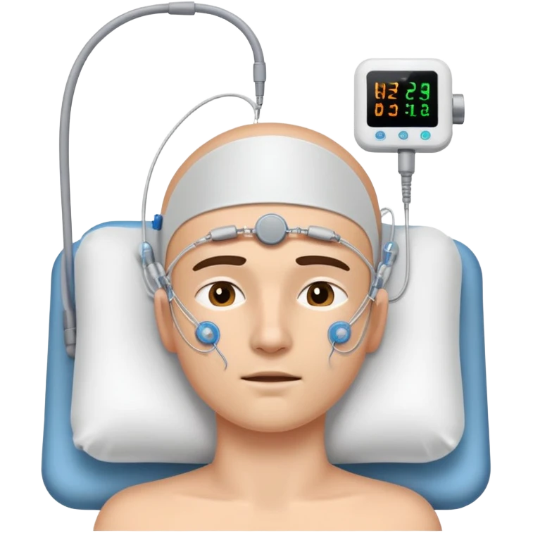 polysomnography sleep test with electrodes attached to head emoji
