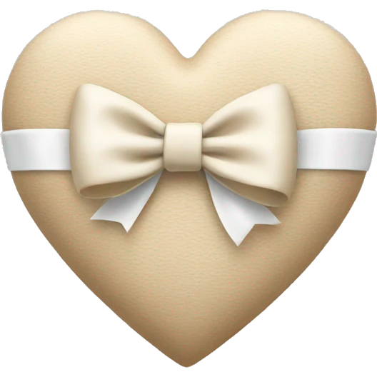 beige heart with white bow emoji