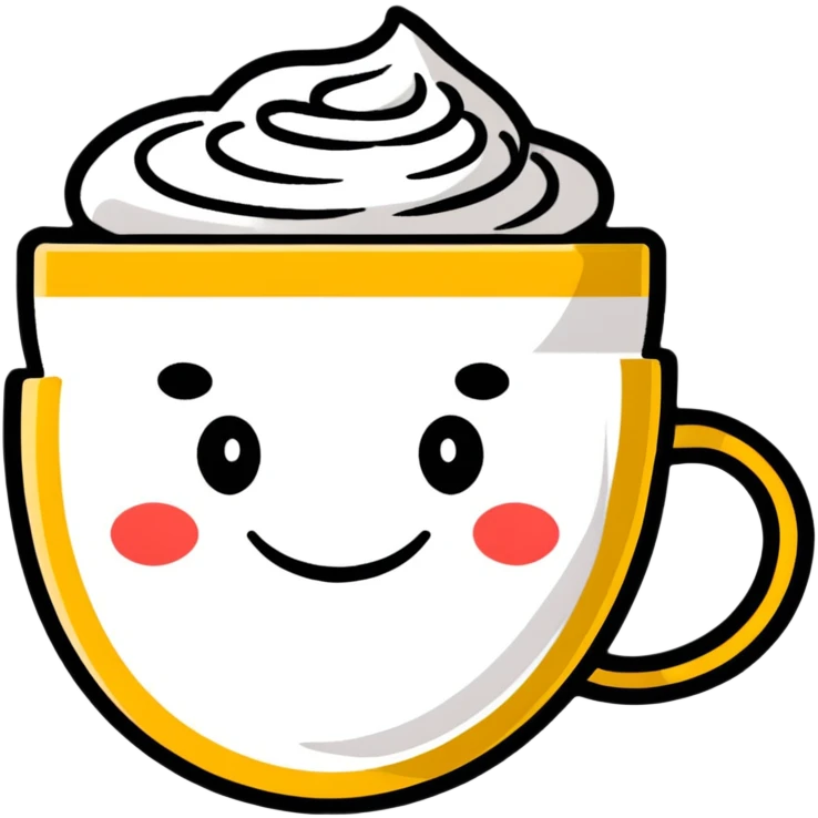 cute cappuccino coffee with happy face in a mug emoji