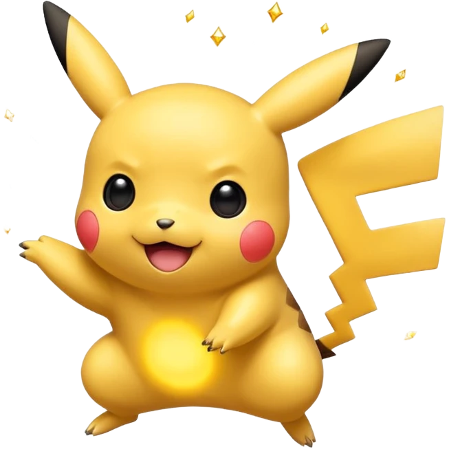cute Pikachu Pokémon jumping with excitement and sparkling cheeks emoji