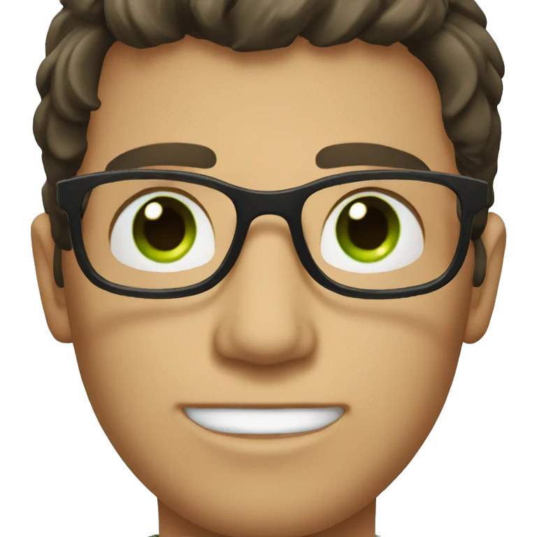 guy with dark hair and green eyes wearing glasses emoji