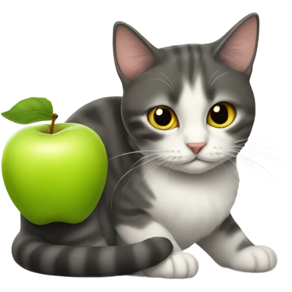 Cat eats apple emoji