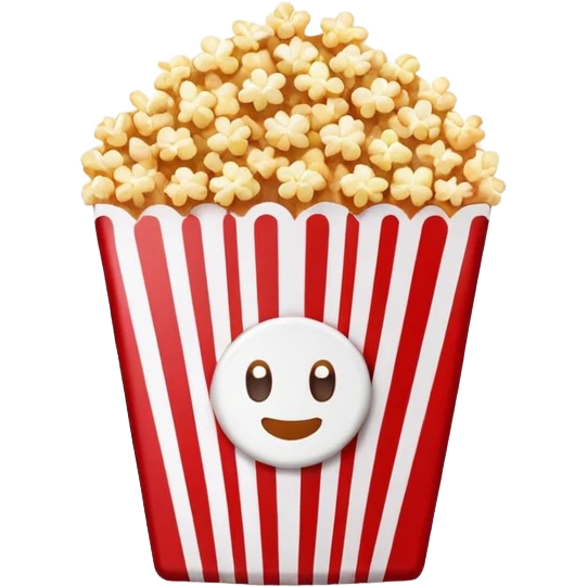 minimalist sweet popcorn emoji style, red and white popcorn box, caramel popcorn emoji