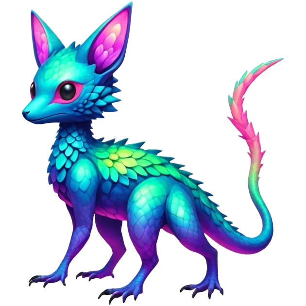 Exotic vibrant lush neon-colored Fakémon-Trico-creature (full body) emoji