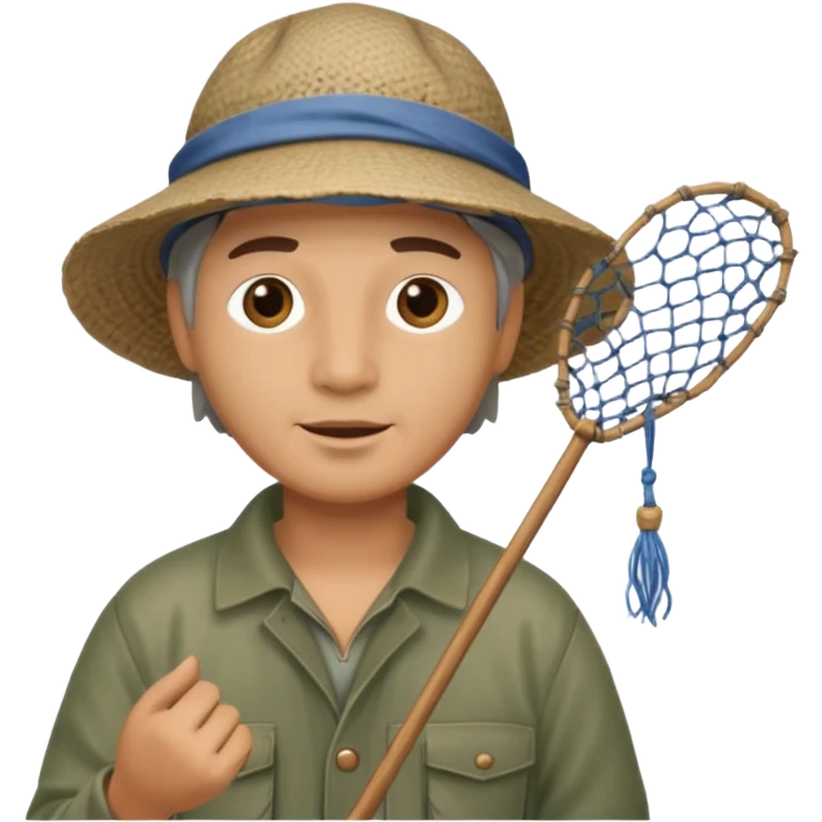 a fisherman is casting the fishing net emoji