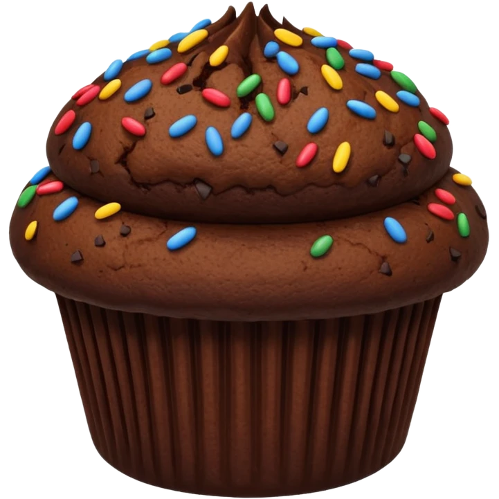 dark brown chocolate muffin chocolate sprinkles on top emoji