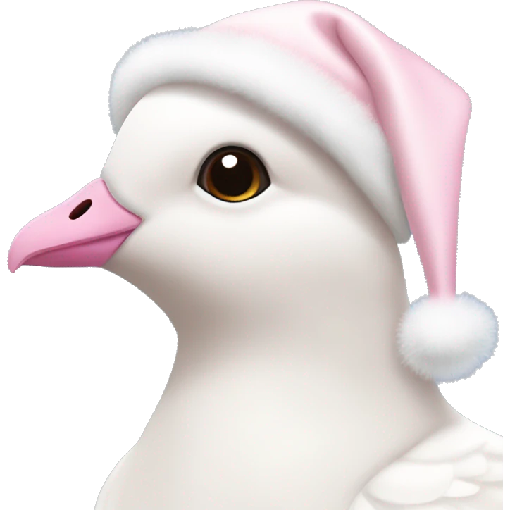 light pink beautiful magestic dove wearing light pink and white christmas hat  emoji
