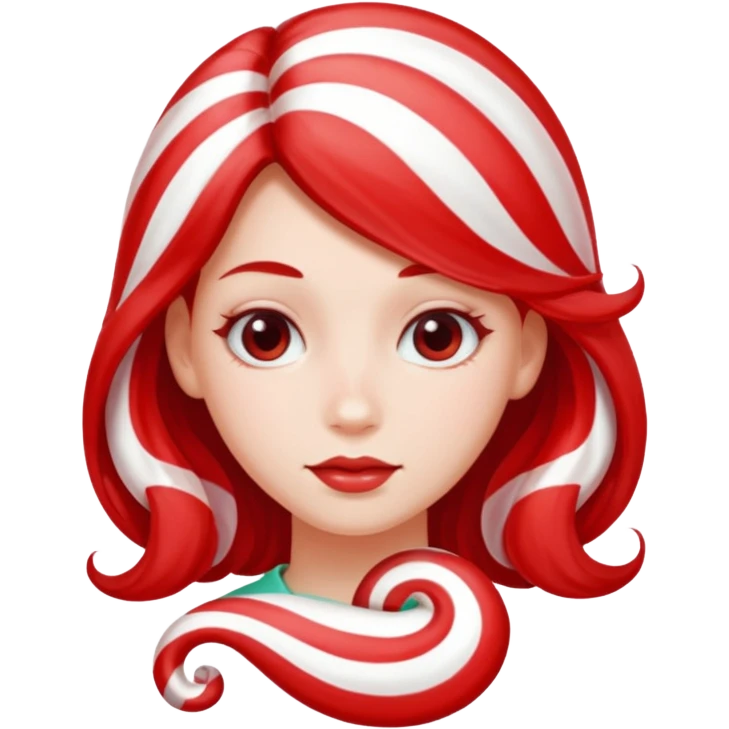girl with hair made out of peppermint emoji
